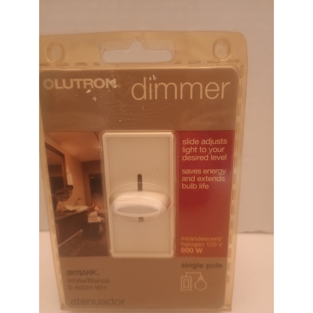 NEW Lutron Skylark Single Pole Slide Light Dimmer Switch White (S-600H-WH)